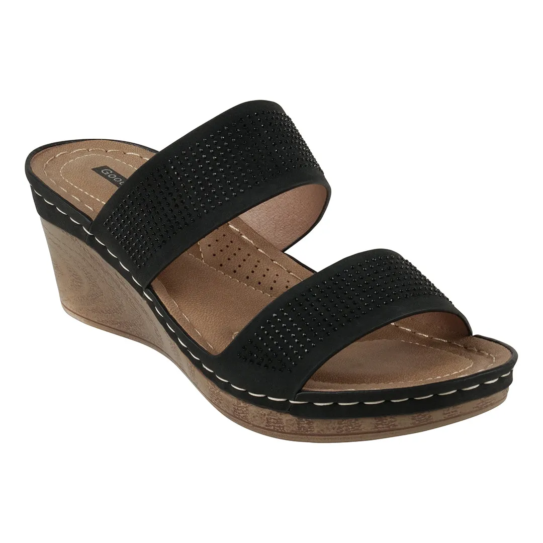 Madore Black Wedge Sandals