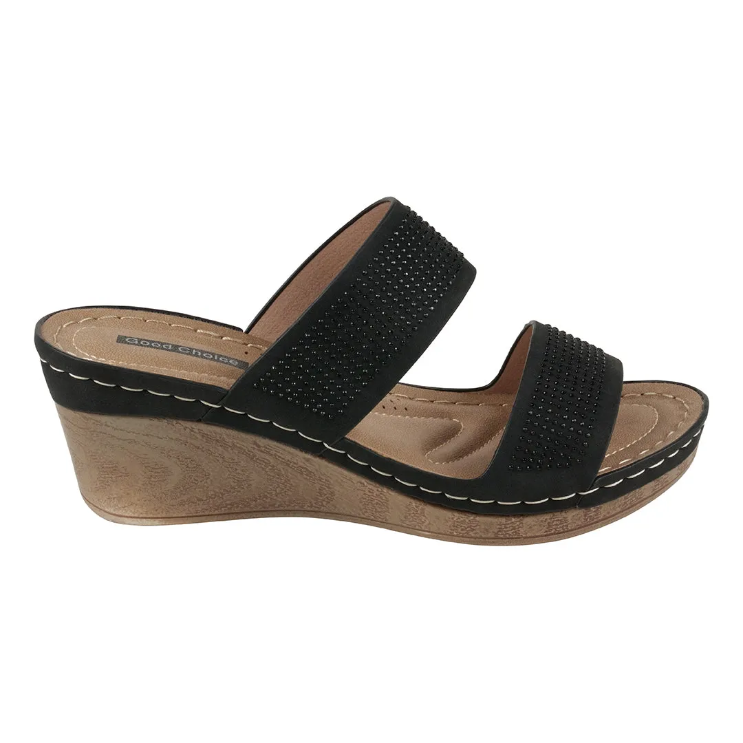 Madore Black Wedge Sandals