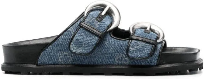 Marine Serre Regenerated denim monogram sandals Blue