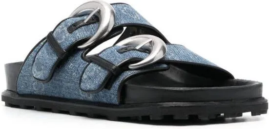 Marine Serre Regenerated denim monogram sandals Blue