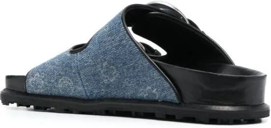 Marine Serre Regenerated denim monogram sandals Blue