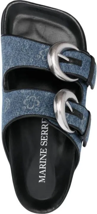 Marine Serre Regenerated denim monogram sandals Blue