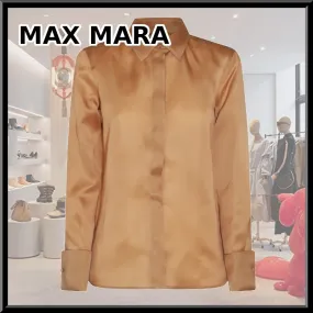 MaxMara  |Casual Style Silk Street Style Long Sleeves Plain