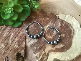 Navajo Style Pearl Hoop Earrings