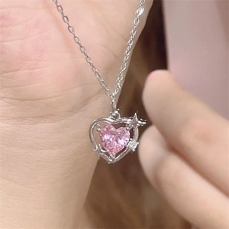 Pink Heart Sparkle Necklace - Cupcake