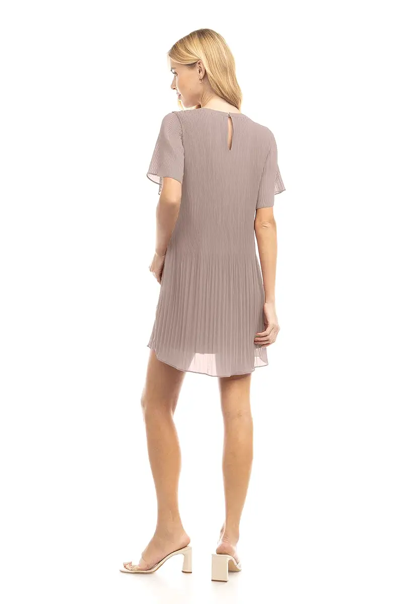 Pleated Short Sleeve Dress