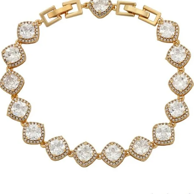 Princess Cut Zirconia 18K Gold Plated Bracelet