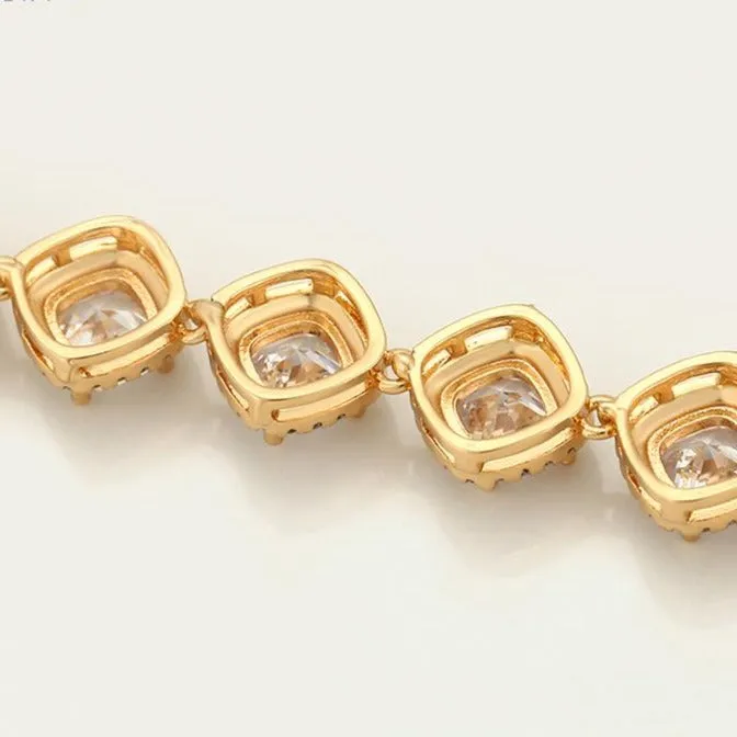 Princess Cut Zirconia 18K Gold Plated Bracelet