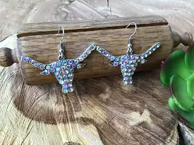 Rhinestone Longhorn Fishhook Earrings