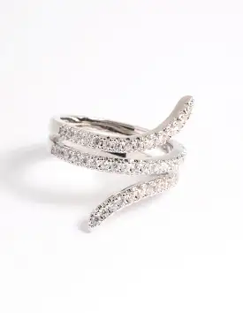 Rhodium Cubic Zirconia Wrap Around Ring