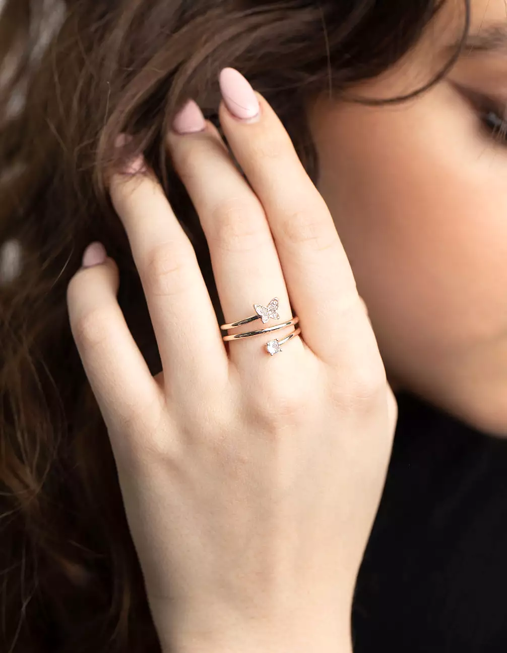 Rose Gold Butterfly Wrap Ring