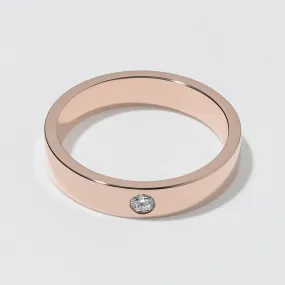 Rose Gold Flat Diamond Wedding Band - Polished 4mm