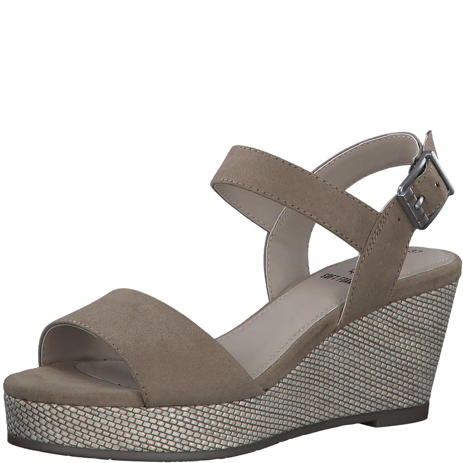 S OLIVER Taupe Wedge Vegan Sandal