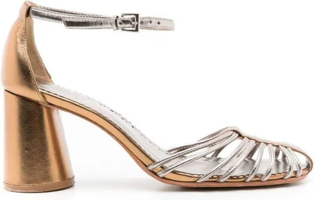 Sarah Chofakian Cyril 75mm metallic sandals Gold