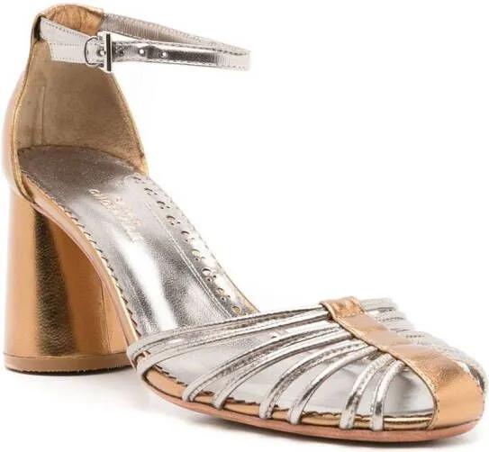 Sarah Chofakian Cyril 75mm metallic sandals Gold