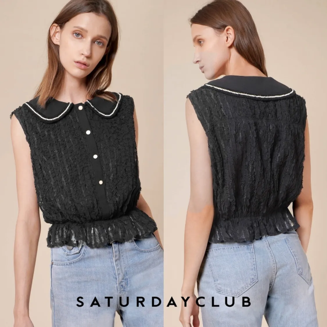 SaturdayClub  |Casual Style Blended Fabrics Sleeveless Plain Medium