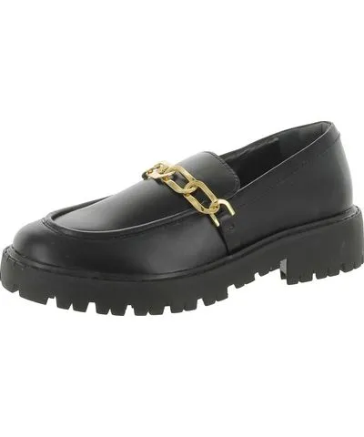 Schutz Christie Womens Leather Chain Loafers