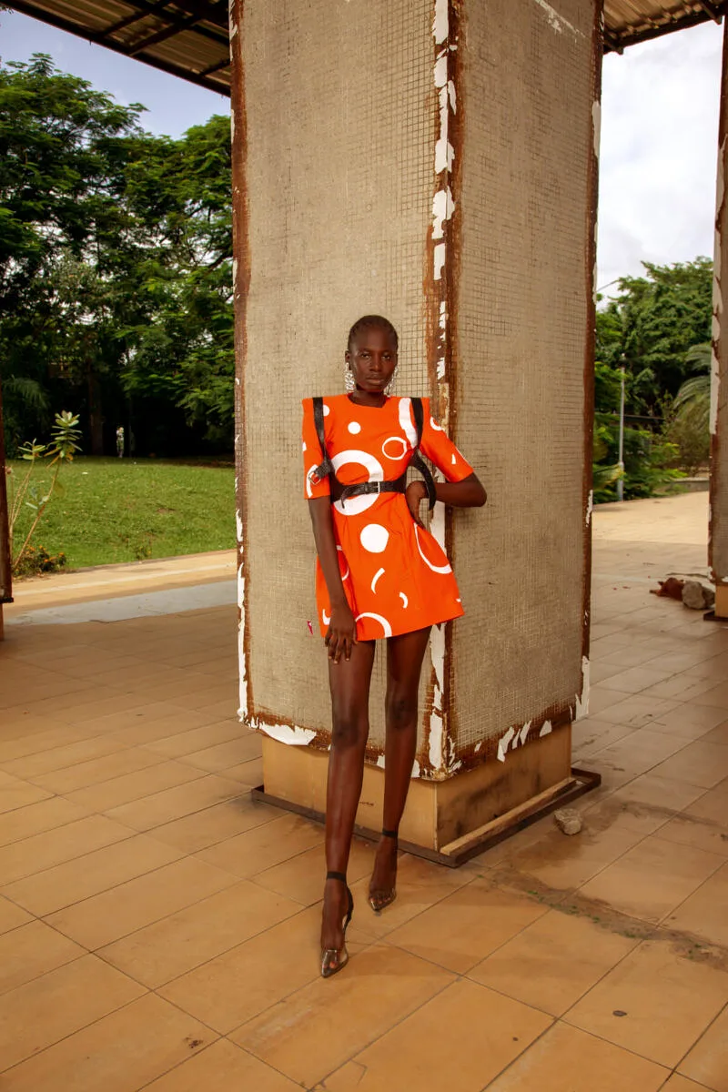 Screen Printed Polka Dot Mini Dress