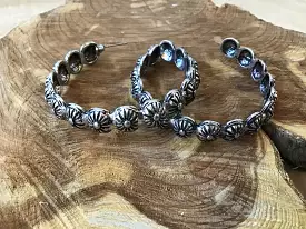 Silver Concho Hoop Earrings