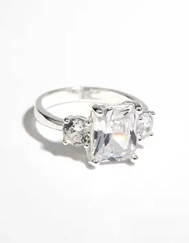 Silver Cubic Zirconia Engagement Ring