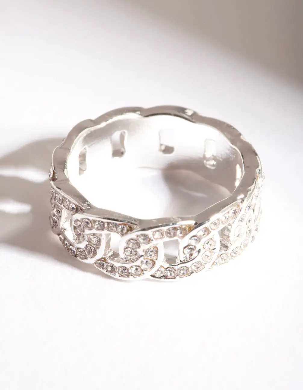 Silver Diamante Chain Ring