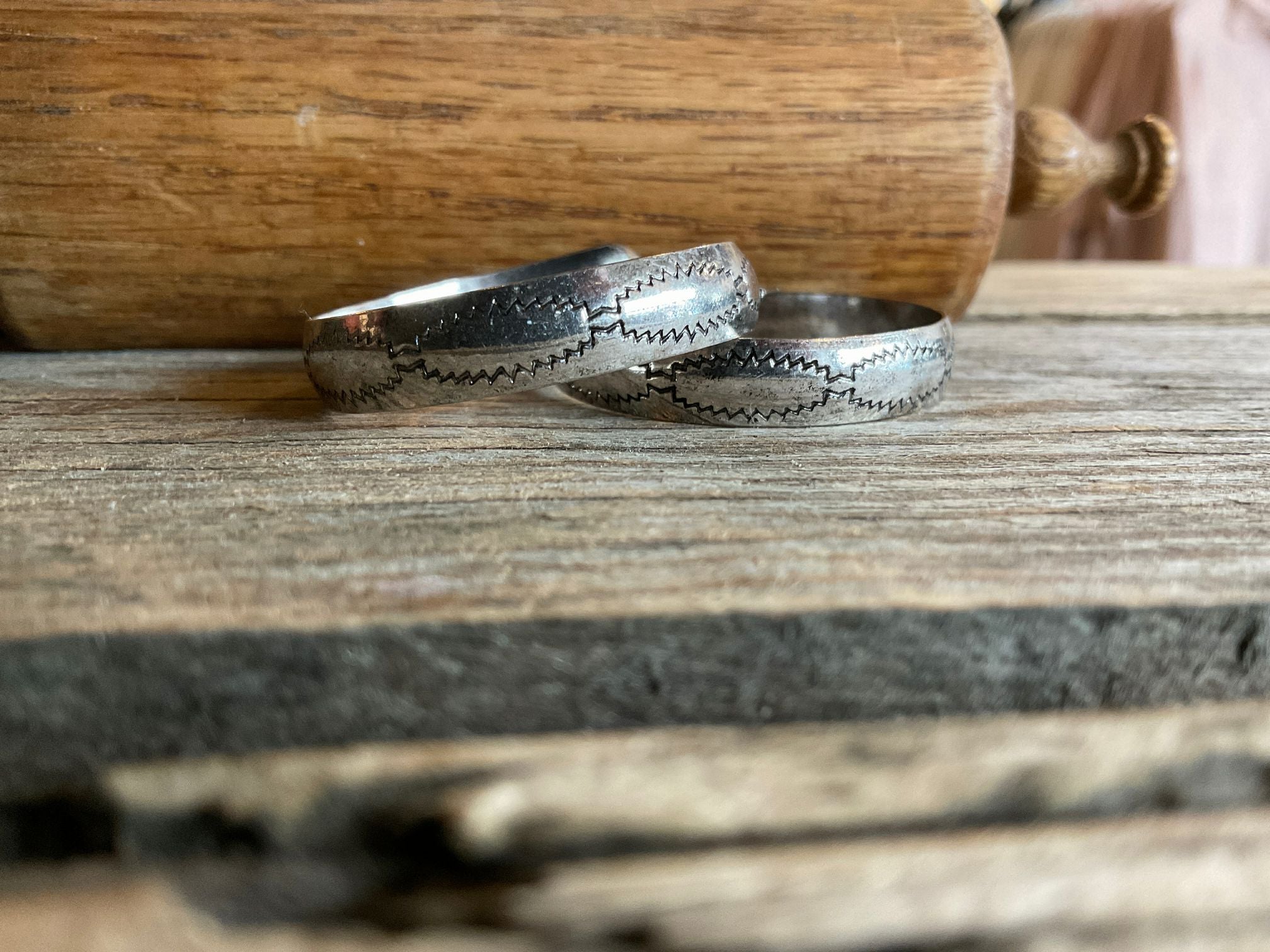 Silver Engraved Hoop Earrings