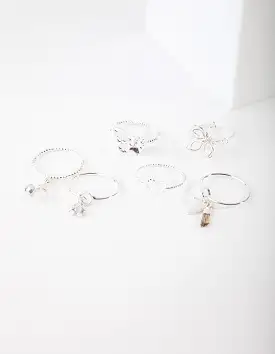 Silver Nature Motif Ring Pack