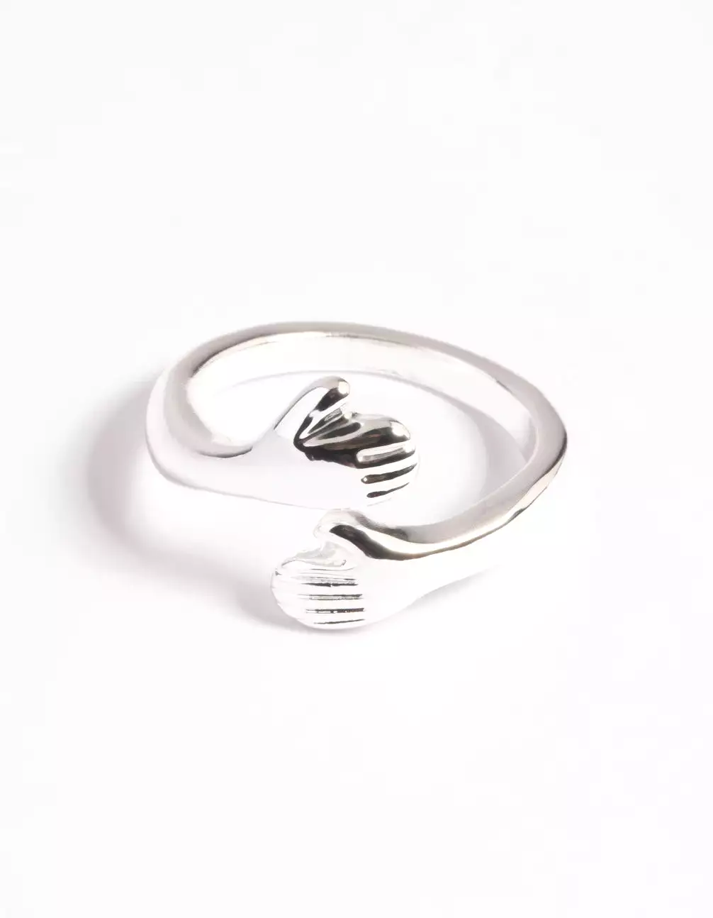 Silver Plated Hugging Hands Ring