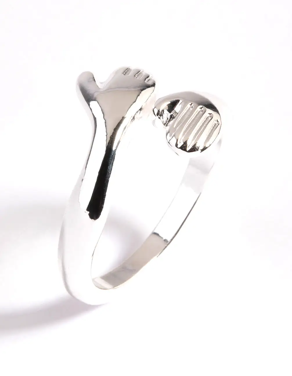 Silver Plated Hugging Hands Ring