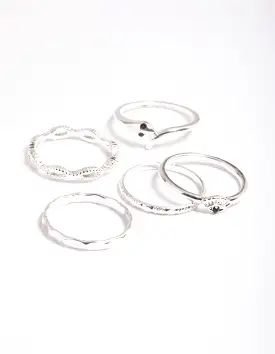 Silver Serpent & Evil Eye Rings 5-Pack