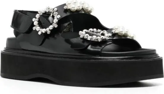 Simone Rocha crystal-embellished leather sandals Black