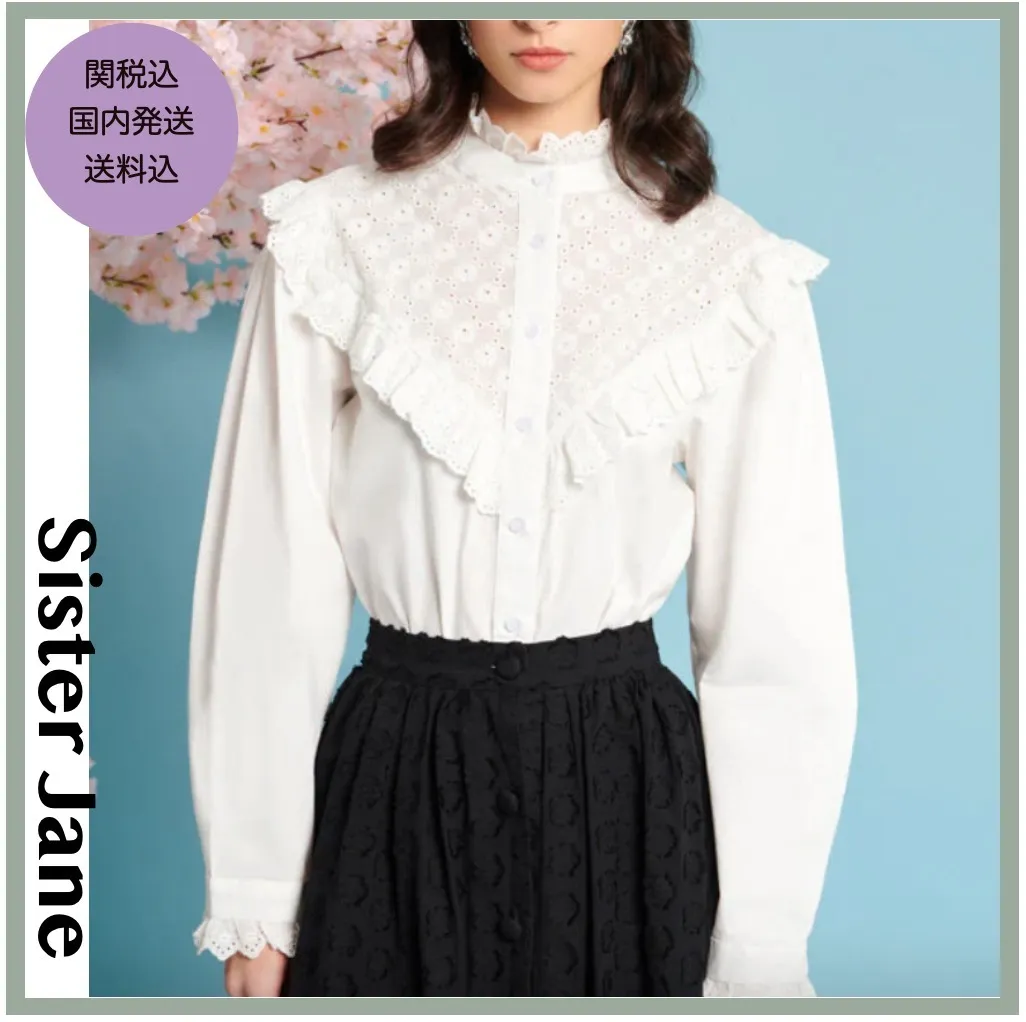 Sister Jane  |Flower Patterns Casual Style Short Sleeves Elegant Style