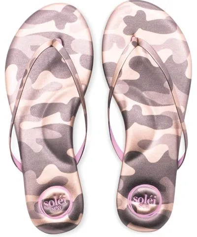 solei sea Women's Indie Sandals In Camo Metallic Gold & Lilac