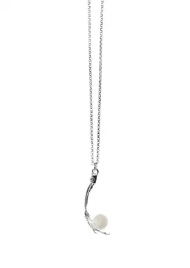 Sparrow Foot With Bead Necklace, Silver