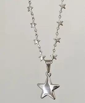 Star Chain Five pointed Star Three dimensional Pendant Necklace by12283