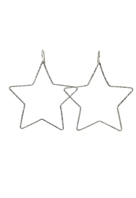 Star Hoop Earrings - Sterling Silver