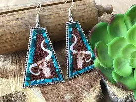 Steerhead Leather Fishhook Earrings