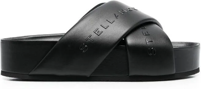 Stella McCartney logo-strap flatform sandals Black