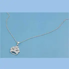 Sterling Silver and CZ Crown Pendant Necklace