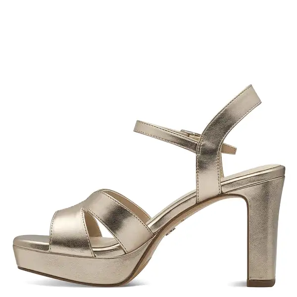 Tamaris Gold Block Heel Sandal