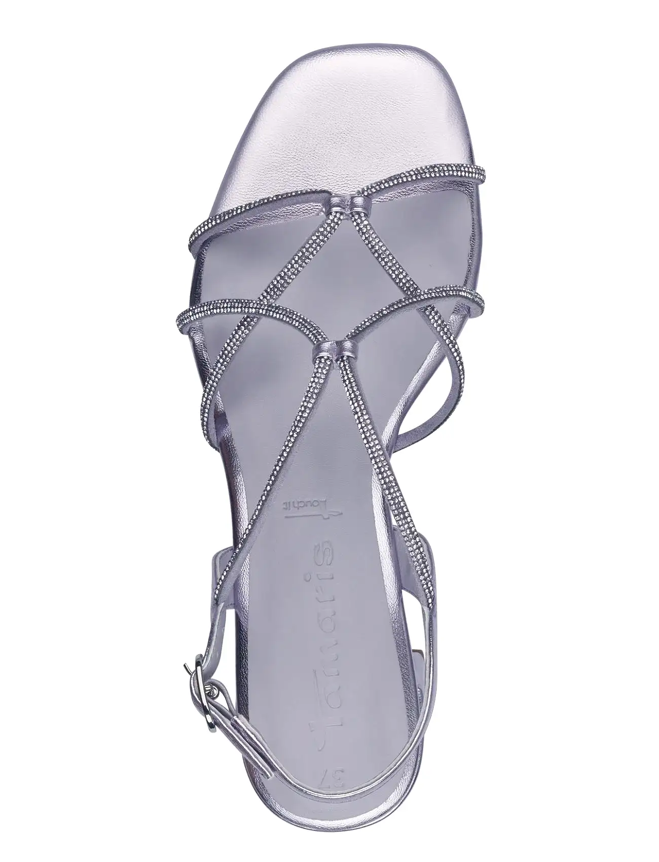 Tamaris Silver Diamante Block Heel Sandal