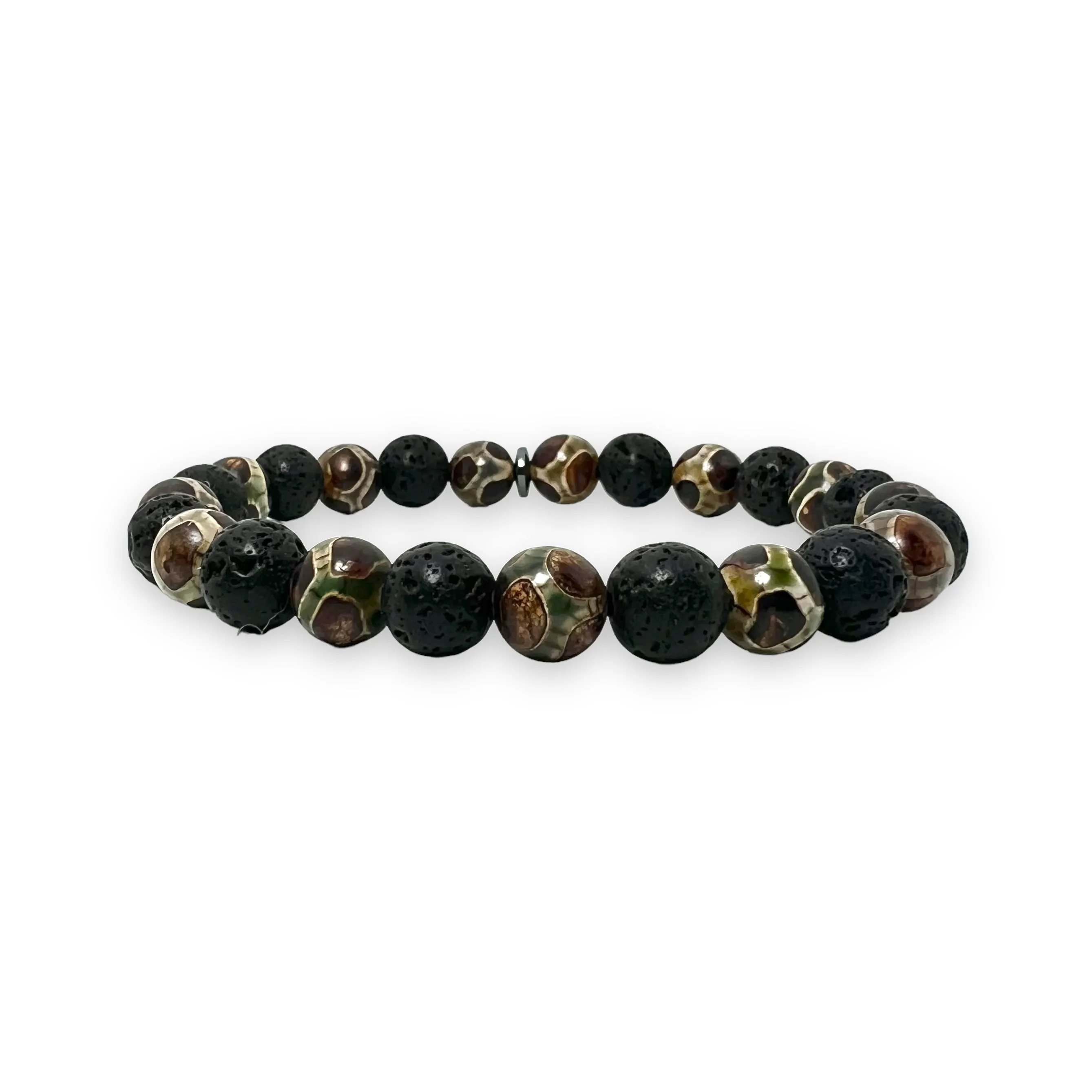 Tibetan Stones and Volcanic Rock 8mm Bracelet