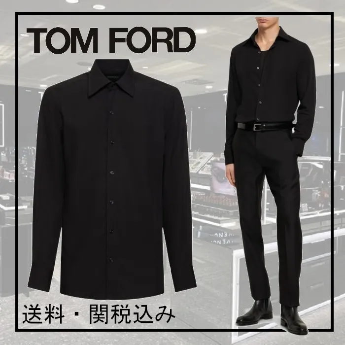 TOM FORD  |Silk Street Style Long Sleeves Plain Bridal Logo Designers