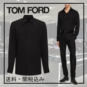 TOM FORD  |Silk Street Style Long Sleeves Plain Bridal Logo Designers