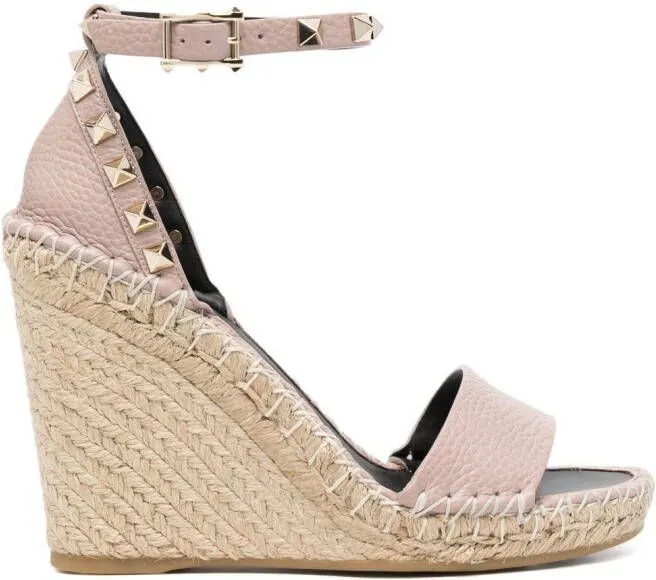 Valentino Garavani Double Rockstud 95mm wedge sandals Neutrals