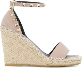 Valentino Garavani Double Rockstud 95mm wedge sandals Neutrals