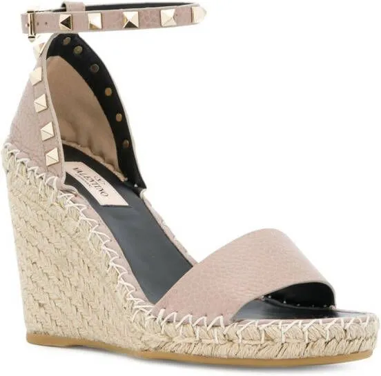 Valentino Garavani Double Rockstud 95mm wedge sandals Neutrals