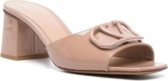 Valentino Garavani VLogo Signature 60mm patent-leather sandals Neutrals