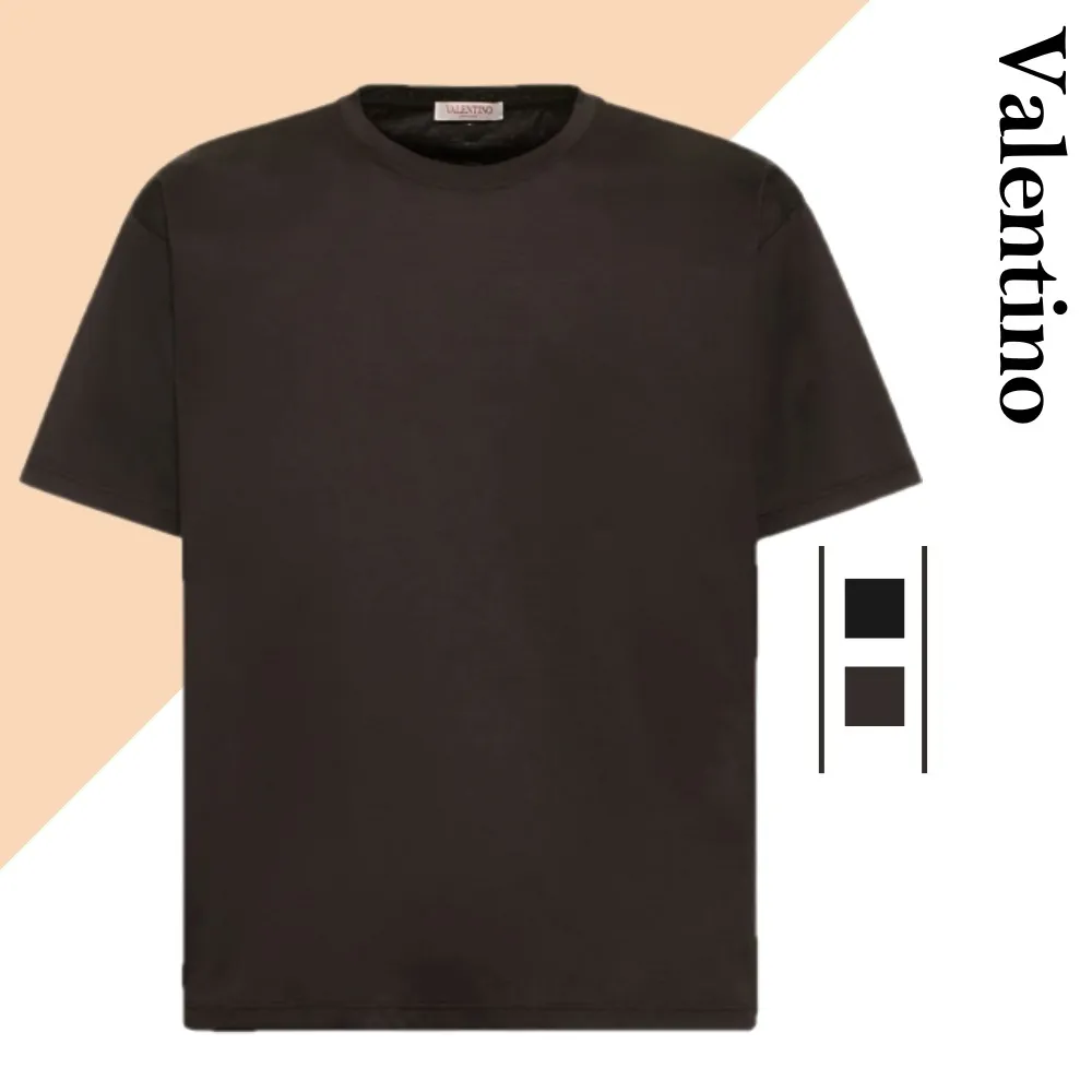 VALENTINO  |Plain Cotton Short Sleeves Bridal Logo Luxury Outlet