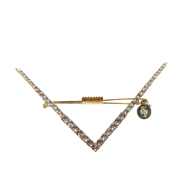 Vee Tapered Crystal Barrette, Antique Gold